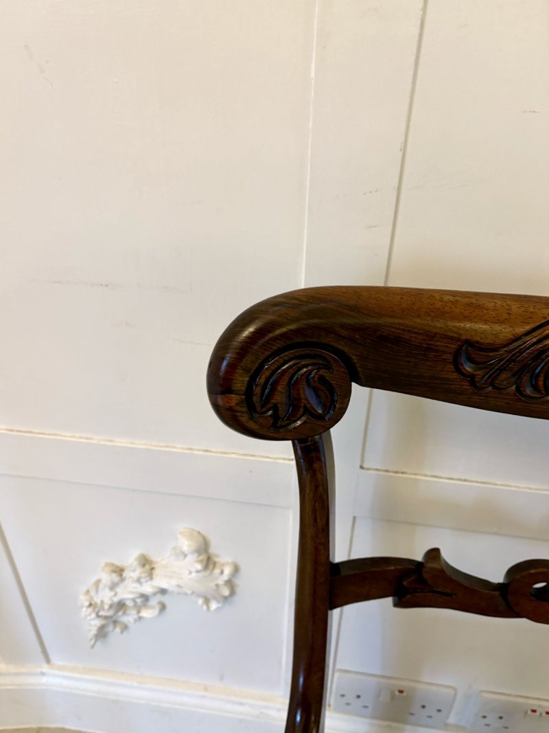 Outstanding Quality Set of 8 Antique Regency Carved Rosewood Dining Chairs - Image 10